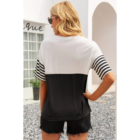 New Striped Color Blocked Tee - Picture 3 of 3